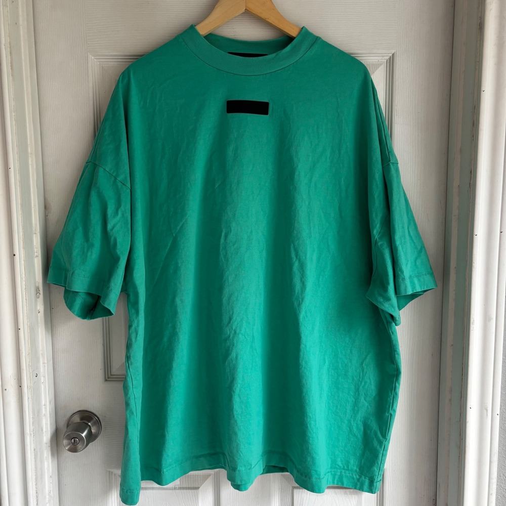 FEAR OF‎ GOD ESSENTIALS Oversized Teal Green Cotton T Shirt XL